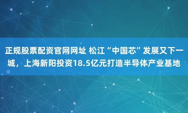 正规股票配资官网网址 松江“中国芯”发展又下一城，上海新阳投资18.5亿元打造半导体产业基地